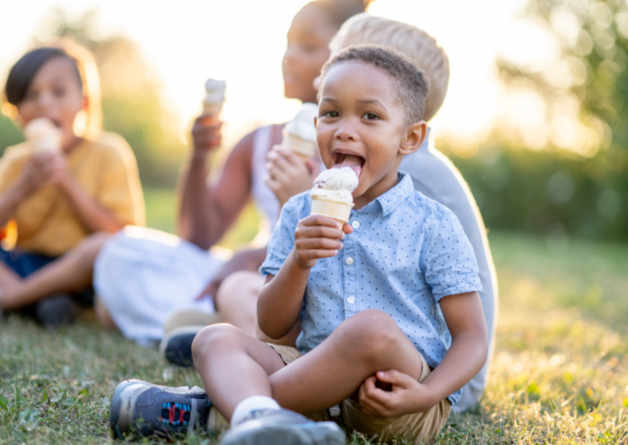 Group of kids eating ice cream